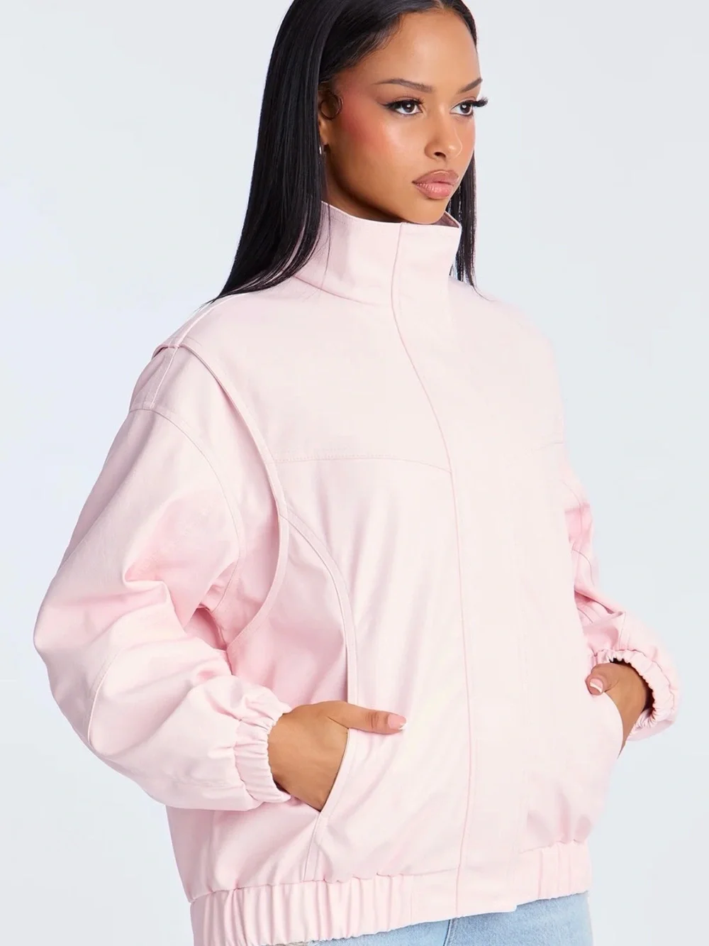 Light Pink Women’s Bomber Jacket - Fashion Nova
